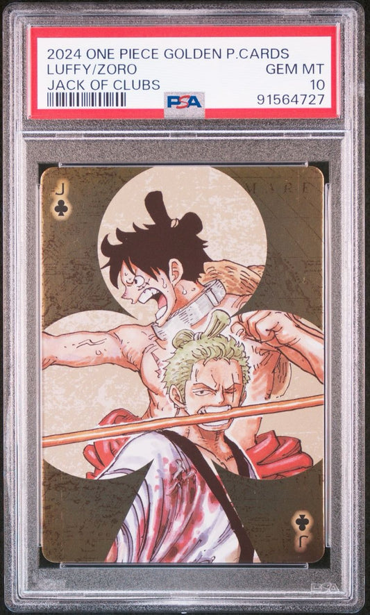 One Piece Golden Playing Cards Luffy / Zoro PSA 10