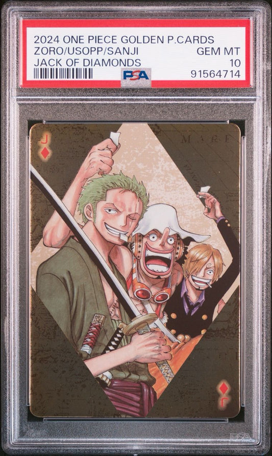 One Piece Golden Playing Cards Zoro / Usopp / Sanji PSA 10
