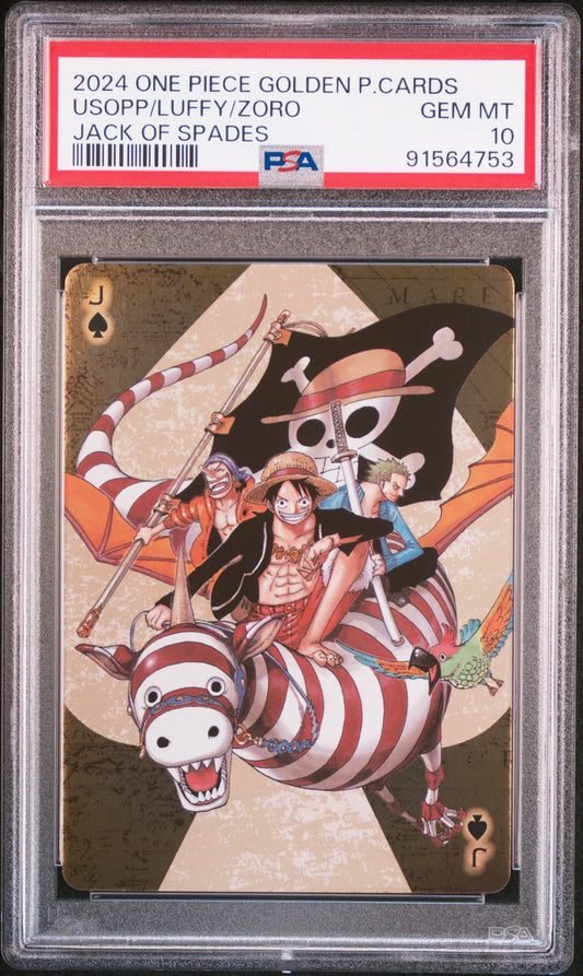 One Piece Golden Playing Cards Usopp / Luffy / Zoro PSA 10
