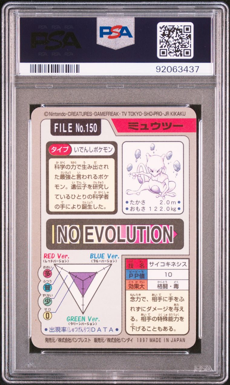 1997 Pocket Monsters MewTwo Prism Carddass